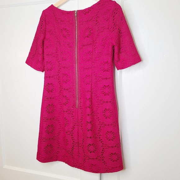 Adrianna Papell Crochet Shift Dress Berry Pink - Picture 5 of 6